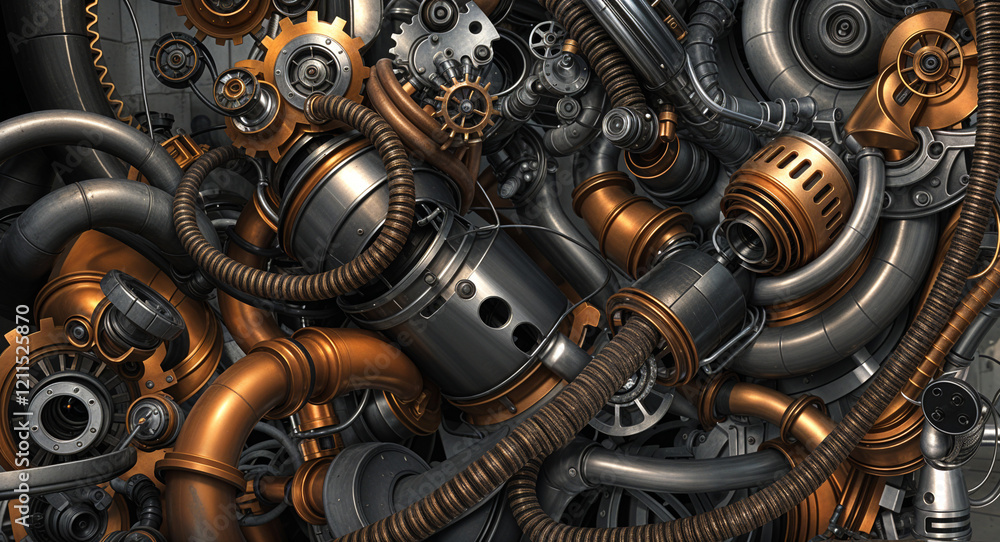 Poster technological abstract background of lines and mechanisms structures . generative ai