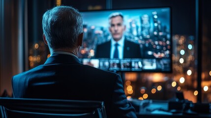 Fototapeta premium Watching Online News Article On Desktop Computer Generative AI