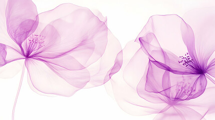 Delicate purple flowers, soft focus, white background, floral art for design