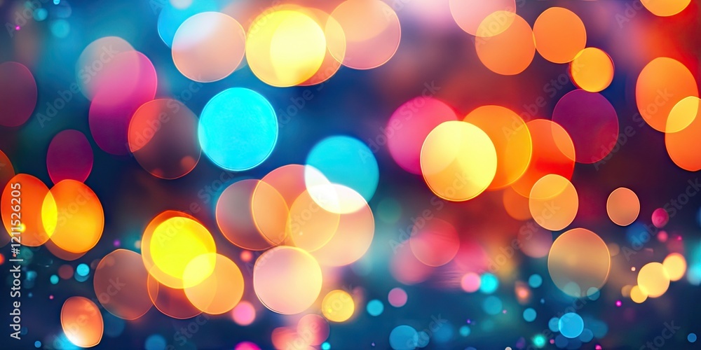 Aufkleber abstract background with vibrant bokeh effects featuring circles in orange blue pink and yellow hues