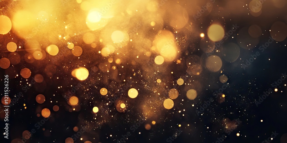Poster golden bokeh lights in soft focus with dark background creating a warm and elegant ambiance ideal fo