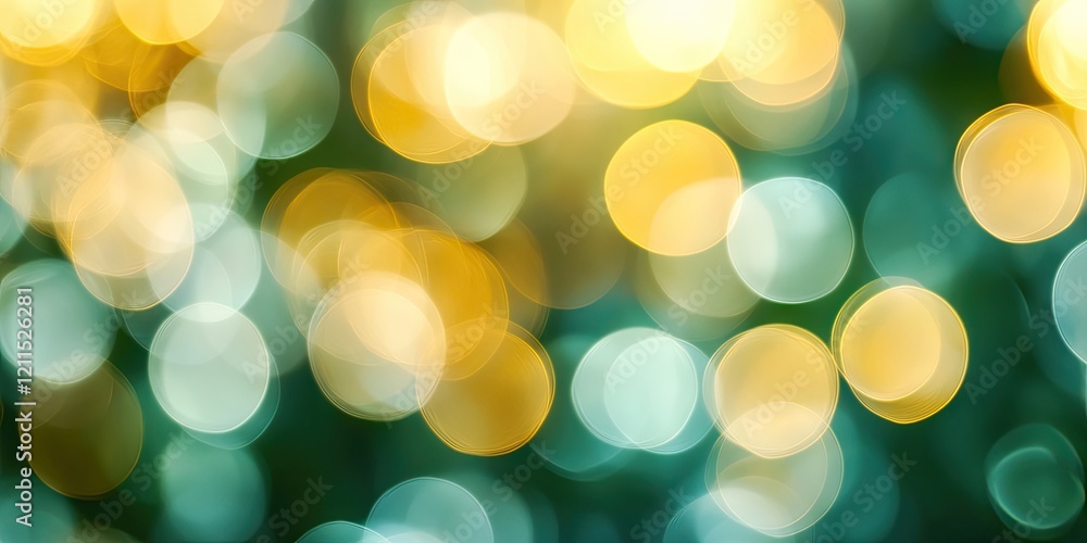 Poster bright bokeh background with soft yellow green and white circles smoothly blending in the upper and 