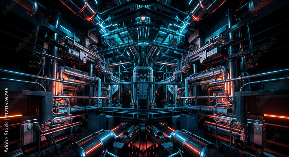 Poster technological abstract background of lines and mechanisms structures . Generative AI