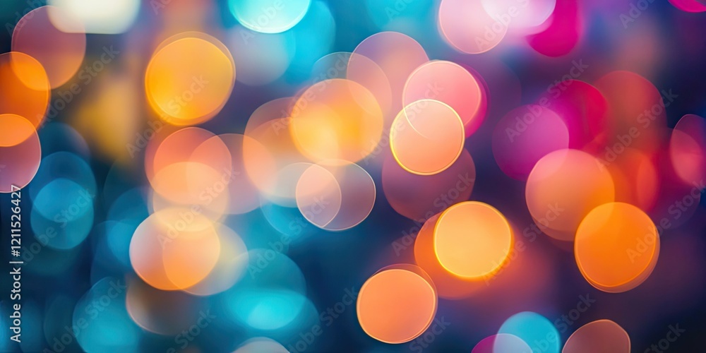 Poster colorful bokeh background featuring vibrant blue, orange, and pink hues with soft blurred circles cr