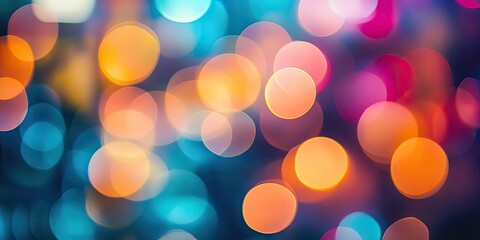 Fototapeta premium Colorful bokeh background featuring vibrant blue, orange, and pink hues with soft blurred circles creating a dynamic and stylish abstract effect.