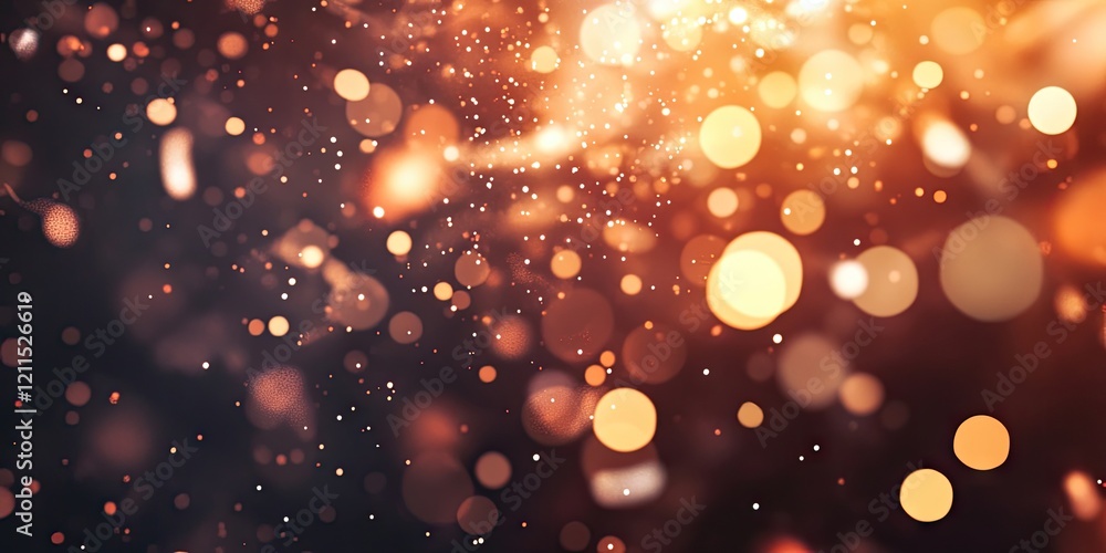 Poster festive abstract background with warm gold and orange bokeh highlights glowing against a dark backdr