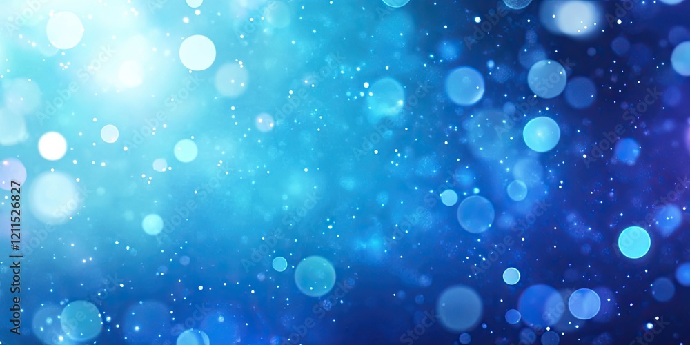 Poster abstract blue gradient background with defocused bokeh circles in varying sizes, blending from deep 