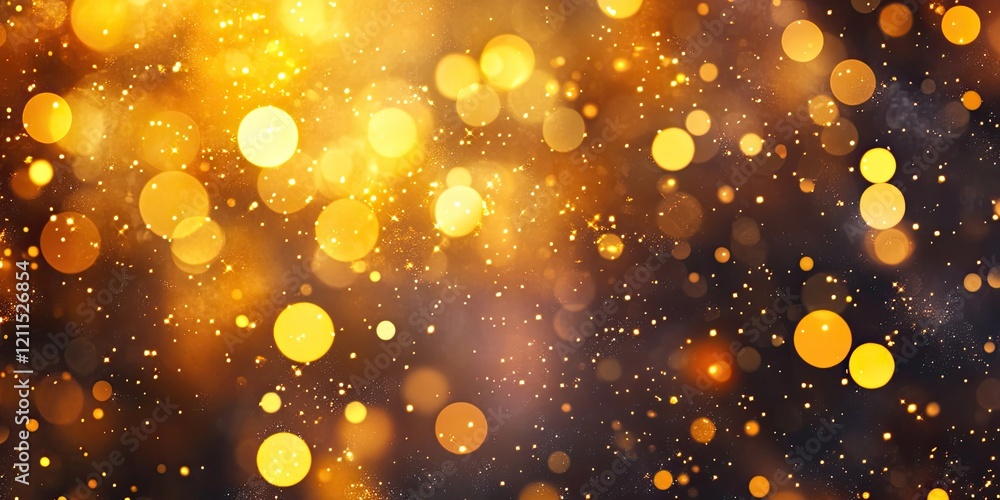 Poster festive golden yellow and orange bokeh lights create a warm abstract background with a blurred effec
