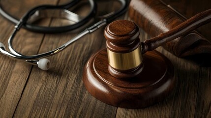 Doctor Malpractice Court. Law Gavel And Stethoscope Generative AI