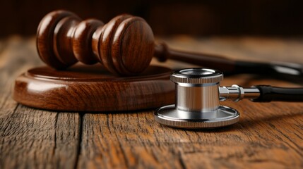 Doctor Malpractice Court. Law Gavel And Stethoscope Generative AI
