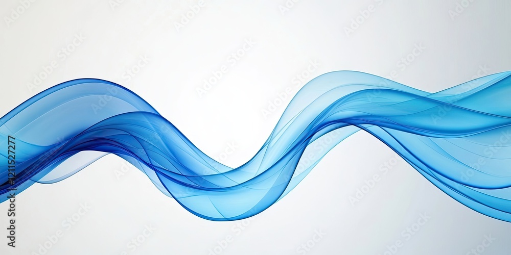 Poster elegant blue wave design flowing across the bottom against a soft gray background with ample copy sp
