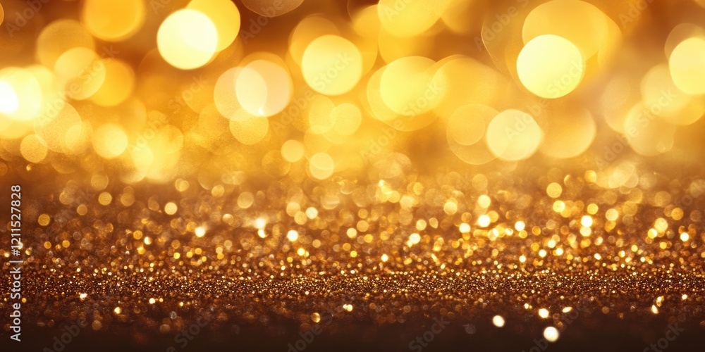 Poster glittering golden bokeh backdrop with vibrant sparkling lights and a shimmering foreground creating 