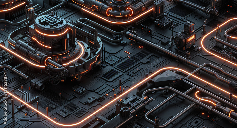 Poster technological abstract background of lines and mechanisms structures . generative ai