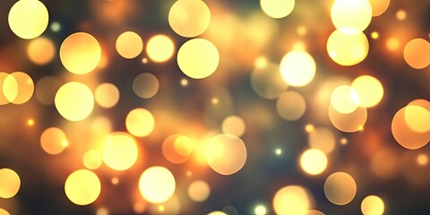 Obraz premium Abstract bokeh background featuring warm white, yellow, and golden hues with circular light shapes blending harmoniously for festive design use