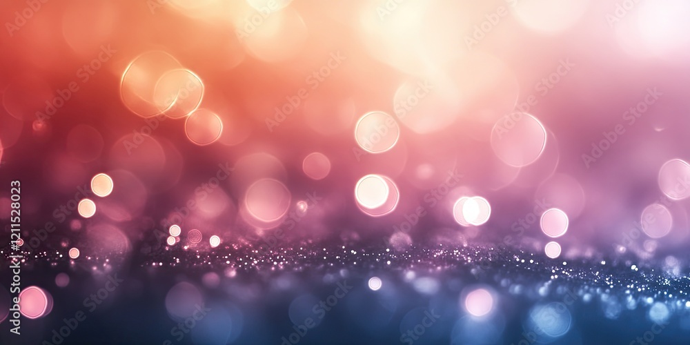 Poster soft bokeh background with warm orange and pink tones blending into deep blue hues creating a dreamy