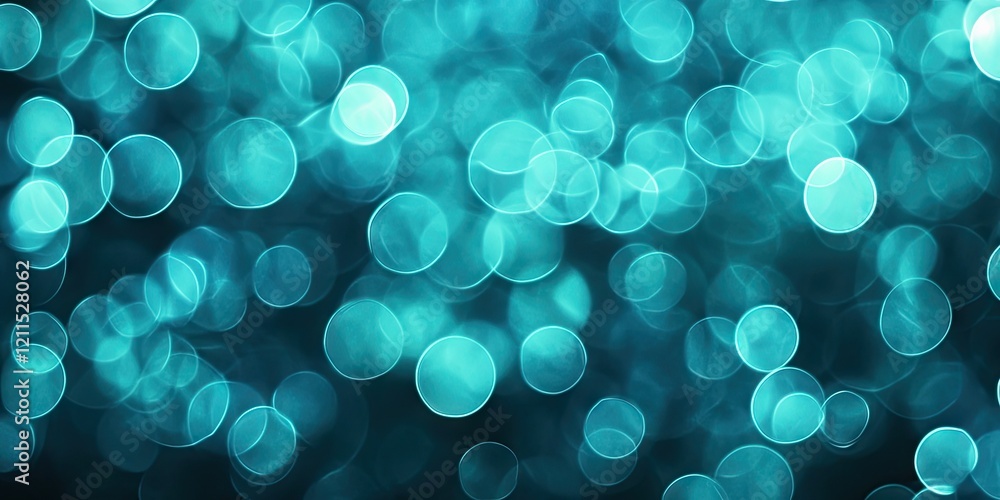 Poster deep teal bokeh background with soft circular lights creating a blurred effect, featuring a gradient