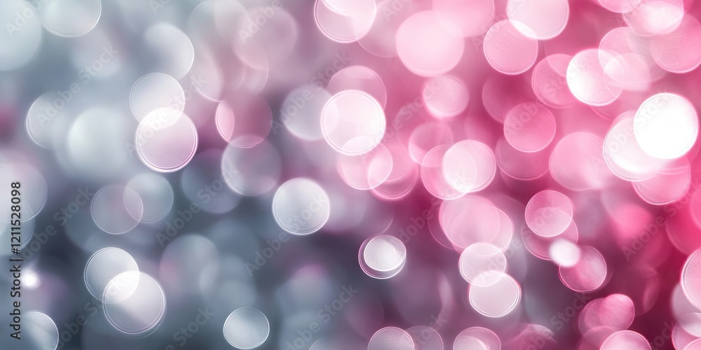 Poster pink and gray bokeh background with circular soft focus lights creating a dreamy effect with light a