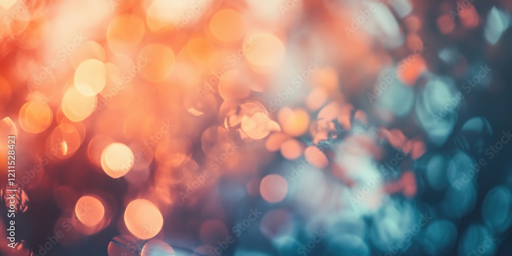 Poster colorful bokeh background with warm orange and cool blue tones blending seamlessly creating a soft t