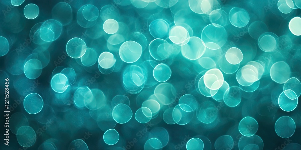 Poster deep teal abstract bokeh background with varying circular light spots in soft focus creating a dream