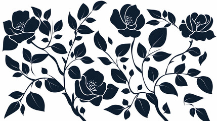 Elegant Camellia floral branch design, perfect for textile prints, home decor, or wedding invitations