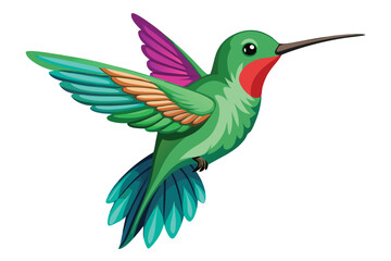 Obraz premium A colorful hummingbird with iridescent feathers hovering near a cluster of blooming flowers Hummingbird isolated,