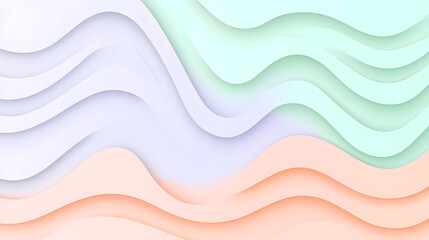 A rectangular flag with horizontal wave designs in soft pastels of peach, lavender, and mint green, blending gently on a clear backdrop 