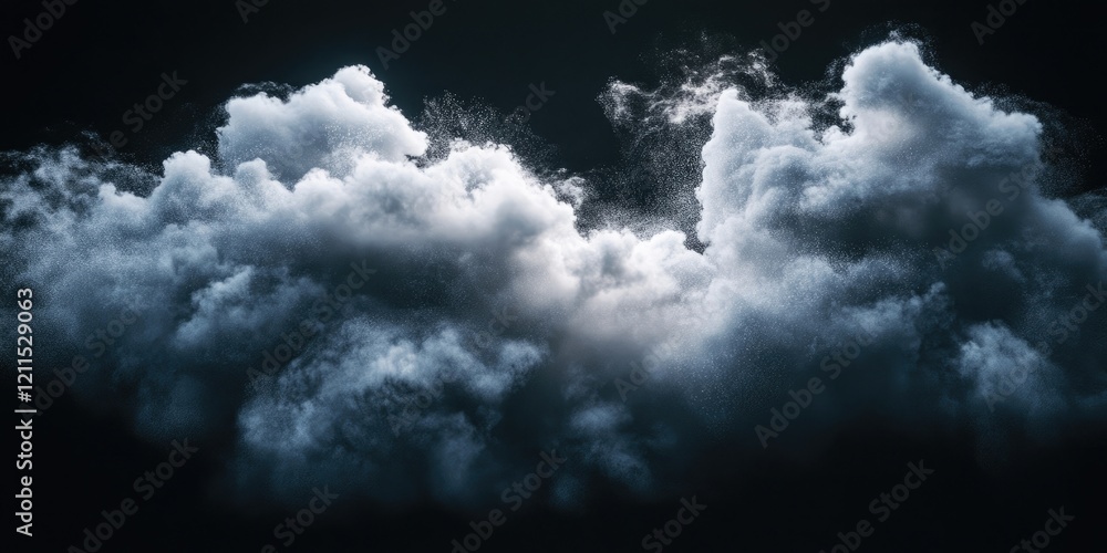 Poster powdery white clouds billow across a dark backdrop with subtle gradients creating depth and texture 