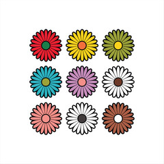 Bright Multicolored Flower Vector pattern for Digital Use on white background 