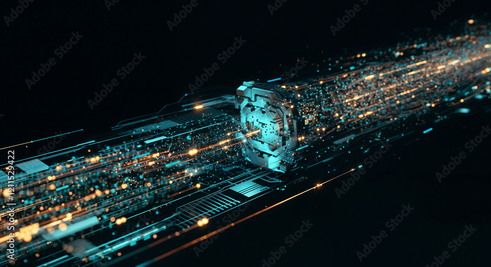 Poster abstract background luminous technological lines and forms . generative ai