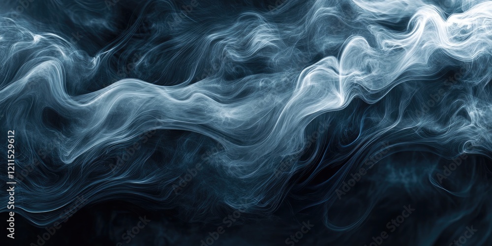 Poster translucent white smoke swirls gracefully across a deep black background creating an ethereal abstra