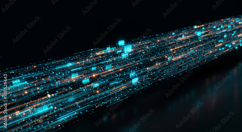 Poster abstract background luminous technological lines and forms . generative ai