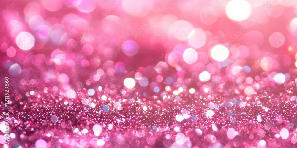Poster soft pink glitter texture with vibrant bokeh lights creating an ethereal and shimmering background, 