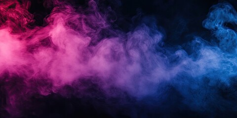 Fototapeta premium Vibrant blue and pink steam swirling against a dark background with ample negative space for text or design elements on the right side