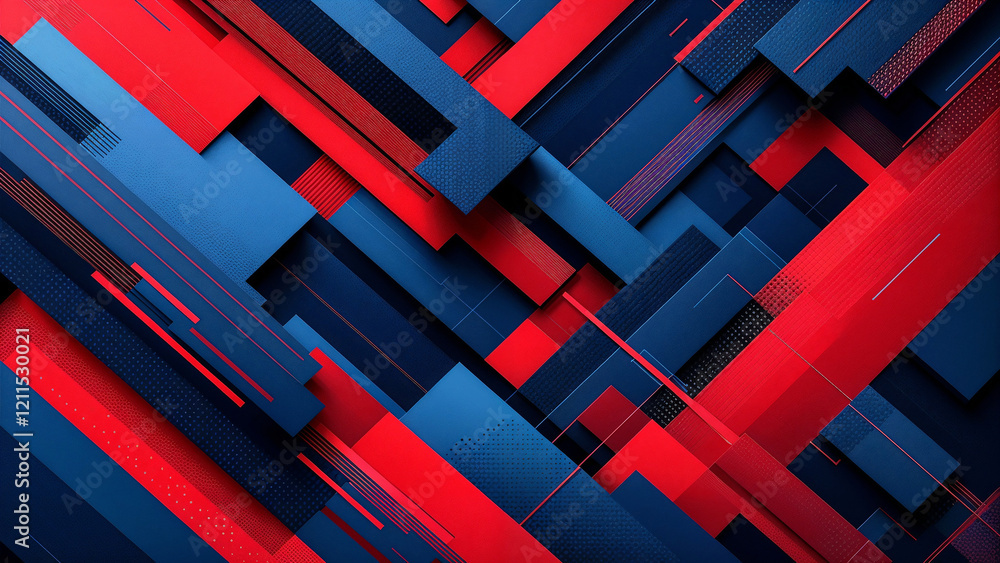 Poster abstract background of red and blue lines . generative ai