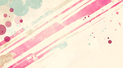 A rectangular flag with minimalist dots and lines in pastel tones of pink, mint, and beige, presented on a transparent background 