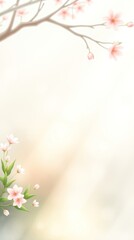 Delicate pink flowers bloom gracefully against a soft, light backdrop, perfect for spring-themed designs and artistic expressions filled with joy
