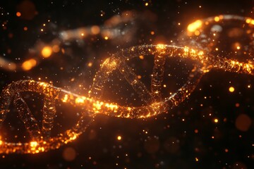Fototapeta premium DNA Strands Digital Background with Glowing Effect, Generative AI