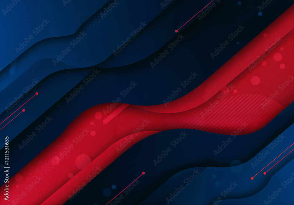 Poster abstract background of red and blue lines . generative ai