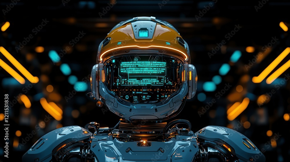 Poster futuristic robot in a high-tech environment