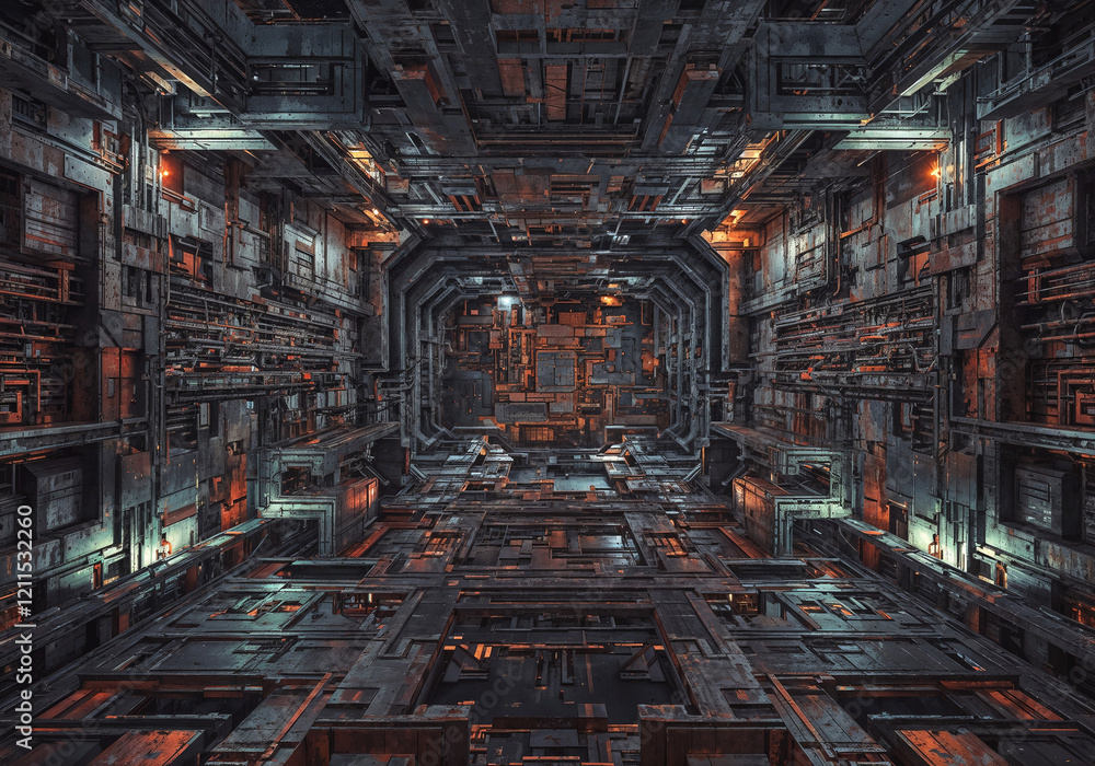 Poster technological abstract background of lines and mechanisms structures . generative ai