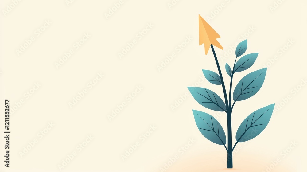 Poster business and marketing target graph showing upward trend with an arrow pointing towards a target, re
