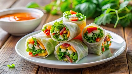 Refreshing Vietnamese summer rolls: fresh veggies, rice paper, and a delectable peanut sauce.  A healthy, delicious treat!