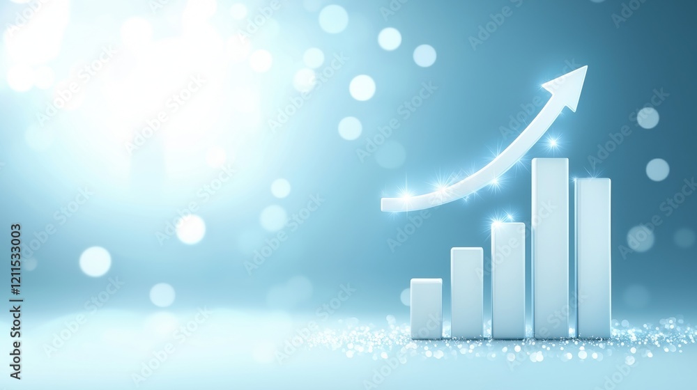 Poster marketing graph with upward arrow a 3d bar graph with a prominent upward arrow, showcasing significa