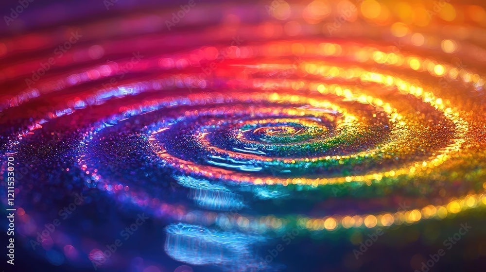 Poster rainbow holi idea. a vibrant swirl of colorful light reflecting on a textured surface, creating an a
