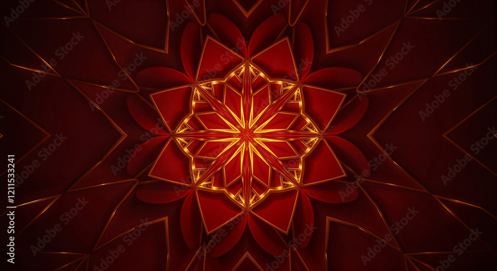 Poster abstract background with red and gold patterns . generative ai