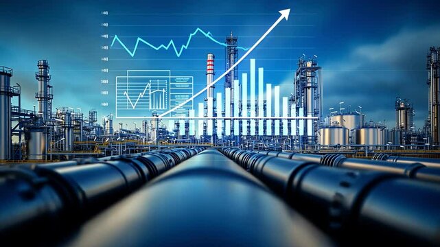 Industry landscape with pipelines and analytics for modern manufacturing.