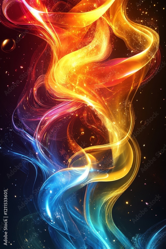 Poster mixing colors digital background with smooth flow, generative ai