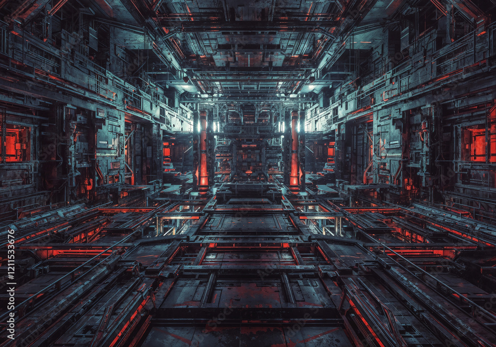 Poster technological abstract background of lines and mechanisms structures . generative ai
