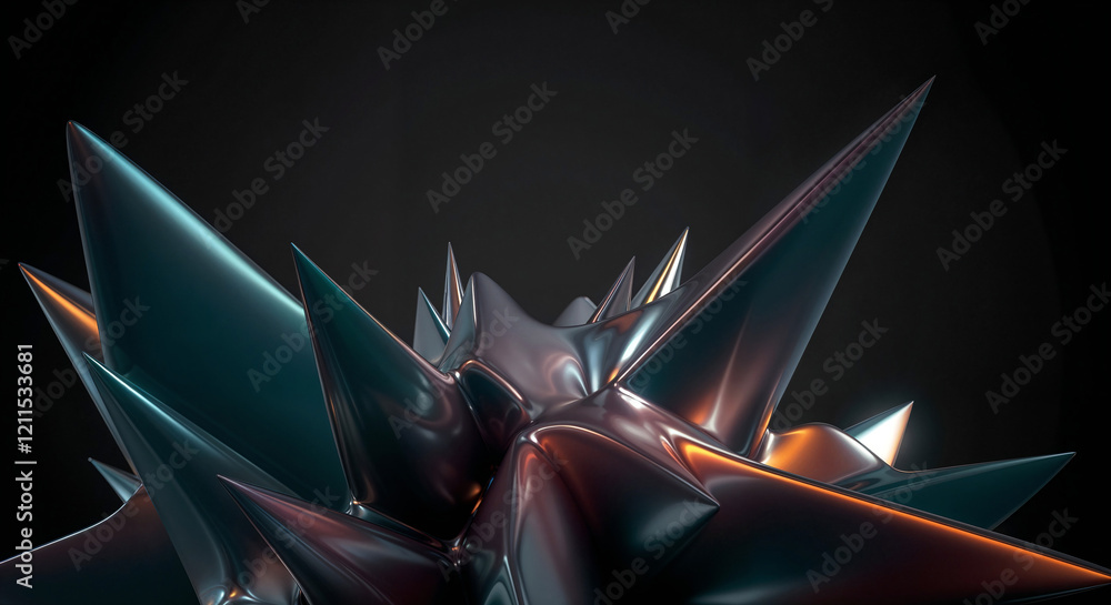 Poster abstract background volumetric abstract figure with spikes . generative ai