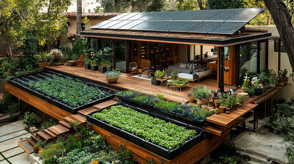 Eco-Friendly Modern House with Rooftop Garden and Solar Panels: Sustainable Living Design